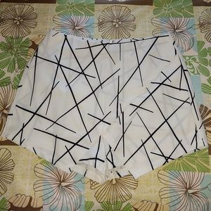 White Geo Print Wrap Shorts